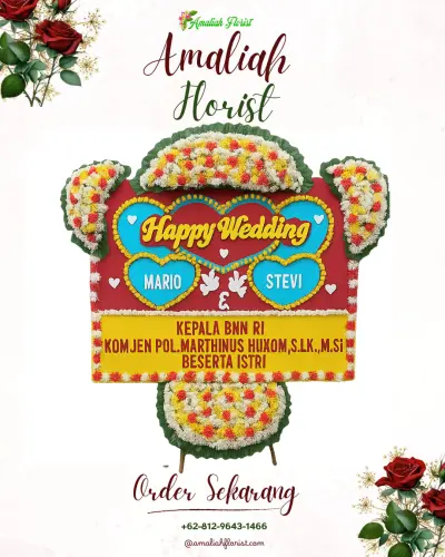 Karangan Papan Bunga Pernikahan di Ahusen